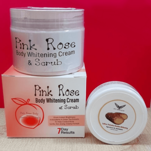 Pink Rose Body Whitening Cream and Scrub