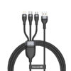 Baseus One-for-Three 5A Fast Charging Data Cable USB to M+L+C 1.2M (CA1T3-G1) – Black