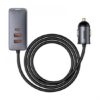Baseus Share Together PPS multi-port Fast charging car charger with extension cord 120W 3U+1C Gray